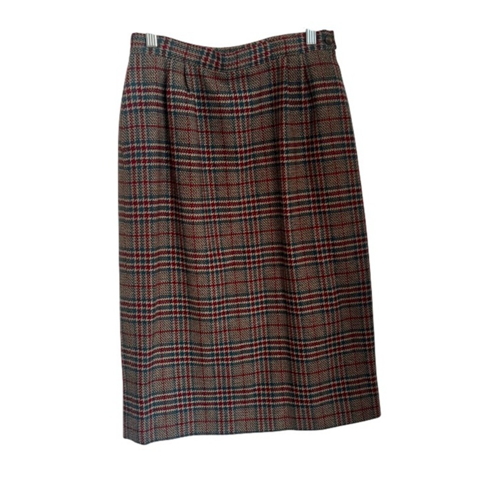 Vintage Pendleton Wool Plaid Print Pencil Midi Skirt Women's Size 8
